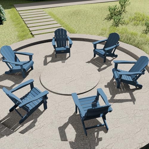 SERWALL Folding Adirondack Chairs Weather Resistant for Outdoor, Patio, Lawn, Garden, Backyard Deck, Fire Pit - Blue