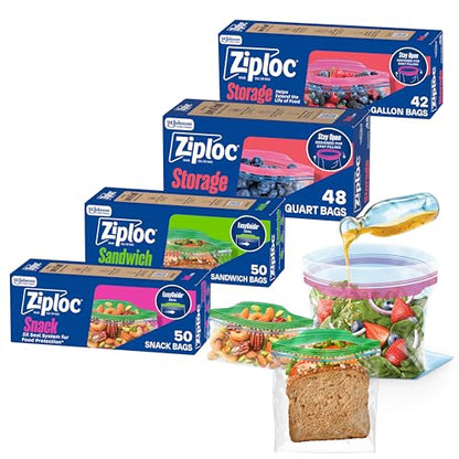 Ziploc Food Storage & Sandwich Bags Variety Pack, 190 Total Bags