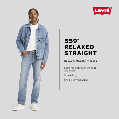 Levi's Men's 559 Relaxed Straight Jeans (Also Available in Big & Tall), Love Plane-Medium Wash-Stretch, 36W x 34L