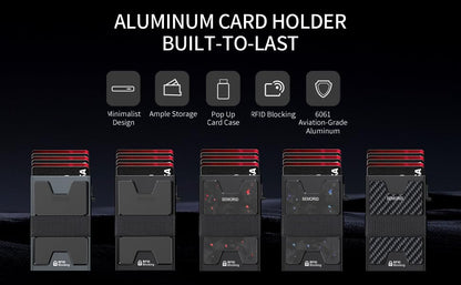 SEMORID Slim Wallet for Men, Minimalist RFID Blocking Mens Card Wallet - Pop Up Credit Card Holder, Thin Metal Case with Cash Band, Hold 12+ Cards