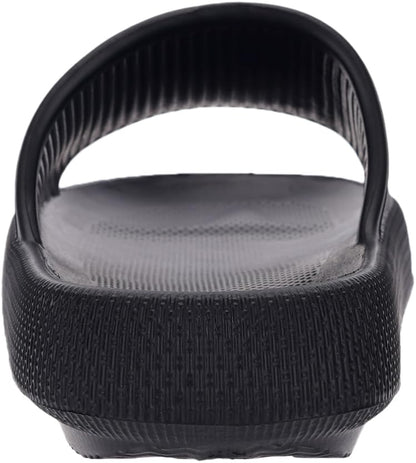 BRONAX Unisex House Slides for Women and Men Size 9 Indoor Pillow Slippers Sandals Sandles for Female Comfy Cushioning Thick Sole 40-41 Black