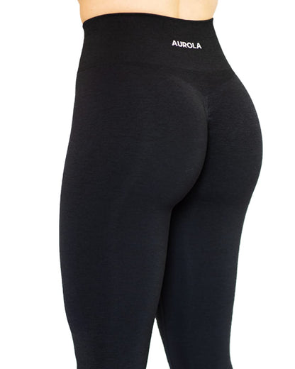 AUROLA Workout Leggings for Women Seamless Scrunch Tights Tummy Control Gym Fitness Girl Sport Active Yoga Pants-25'' (M, Black)