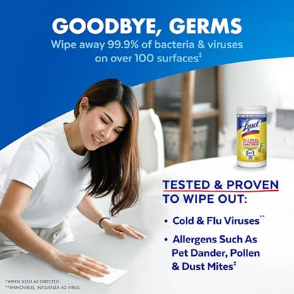Lysol Disinfecting Wipes, Multi-Surface Cleaner, Lemon, 80 ct. (4 Pack)