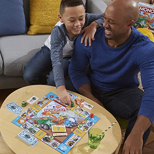 Monopoly Junior Trucks Edition Board Game for Kids Ages 5+, 2-4 Player Kids Games (Amazon Exclusive)