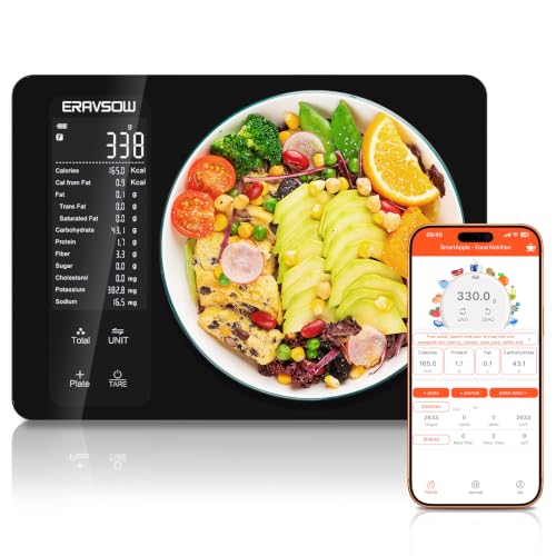 Smart Kitchen Food Scale, Nutrition App Tracks Calorie & Macros, 10kg/22lb