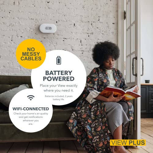 Airthings 2960 View Plus - Battery Powered Radon & Air Quality Monitor (PM, CO2, VOC, Humidity, Temp, Pressure)