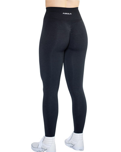 AUROLA Workout Leggings for Women Seamless Scrunch Tights Tummy Control Gym Fitness Girl Sport Active Yoga Pants-25'' (M, Black)