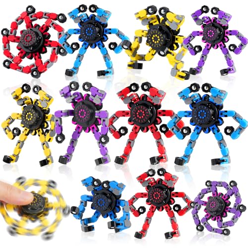 12PCS Transformable Fidget Spinners for Kids Adults, Deformable Chain DIY Robot Spinner Sensory for Boys Girls, Fidget Toys for Party Favors Birthday Gifts