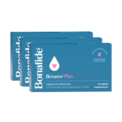 Bonafide Revaree Plus Vaginal Moisturizer with 10mg Hyaluronic Acid & Soothing Sweet Almond Oil. — 3-Month Supply (30 Inserts)