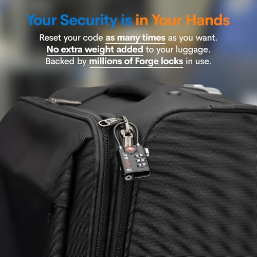 TSA Approved Cable Luggage Locks, Re-settable Combination with Alloy Body