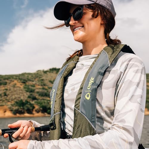 Onyx A/M-24 Automatic/Manual Inflatable Life Jacket, U.S. Coast Guard Approved, Low Profile, Compact Design, Manual Convertible Inflation Option