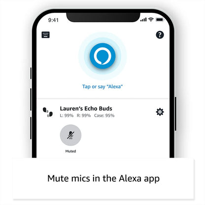 Amazon Echo Buds (newest model), True Wireless Bluetooth 5.2 Earbuds with Alexa, audio personalization, multipoint, 20H battery with charging case, fast charging, sweat resistant, Glacier White