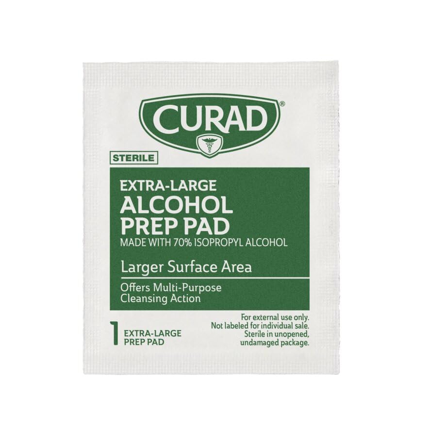 CURAD XL - Sterile Alcohol Prep Pad, 4" x 5.5", Multi-purpose cleaning Action, 48/Box, Carton of 3