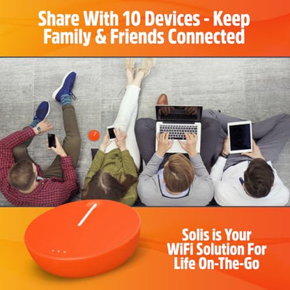 SIMO Solis Lite 4G LTE Mobile Hotspot, Portable WiFi for Travel in 140+ Countries, No SIM Card, No Contract Required, Multi-Carrier Network Wireless Access Point, 10 Devices, 1GB/Month Lifetime Data