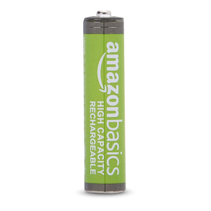 Amazon Basics Rechargeable AAA Batteries, 4-Pack, 850 mAh, NiMH High-Capacity Batteries, Recharge up to 500x Times, Pre-Charged