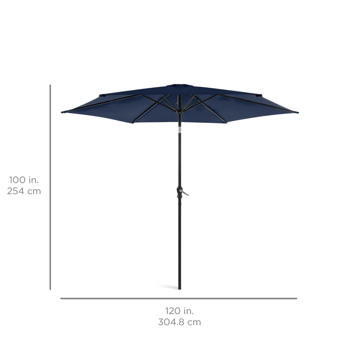 Best Choice Products 10ft Outdoor Steel Polyester Market Patio Umbrella w/Crank, Easy Push Button, Tilt, Table Compatible - Navy Blue