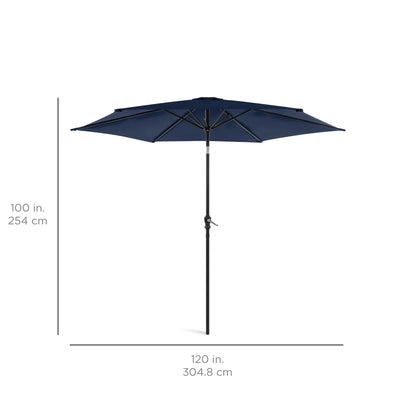 Best Choice Products 10ft Outdoor Steel Polyester Market Patio Umbrella w/Crank, Easy Push Button, Tilt, Table Compatible - Navy Blue