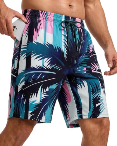 9 Inch Men Swim Trunks with Mesh no Compression Liner Quick Dry Swimwear Bikini Swimsuit Cove Shorts Beach Trip Essentials Summer Vacation Have Travel Accessories Need Gear Gift Item Gadget 2025