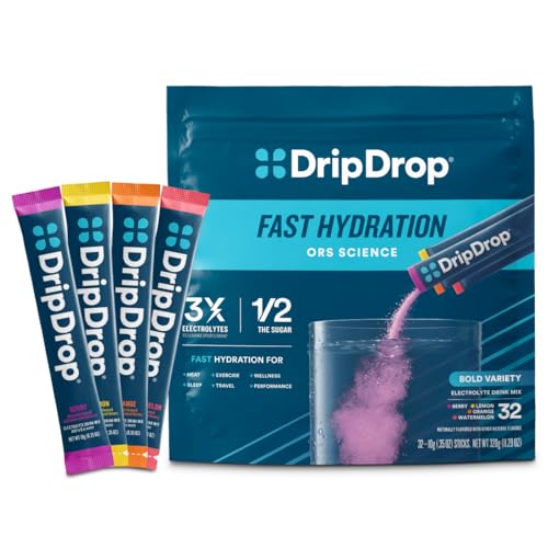 DripDrop Hydration Bold Variety Pack, Electrolyte Packets, 32 Count