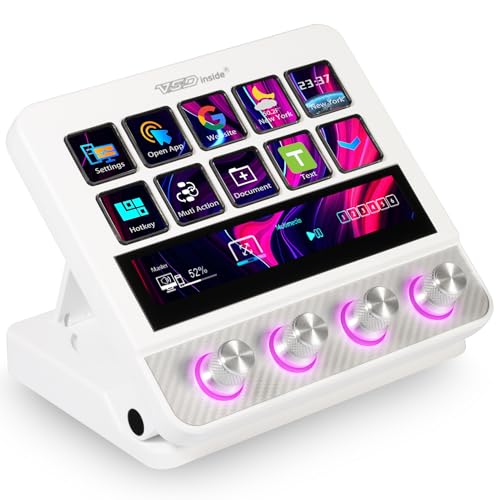 VSDINSIDE Macro Pad, Streaming Deck Stream Controller Soundboard Keypad, Programmable Keys USB Shortcut Keyboard for Gamer Streamer, Audio Mixer for OBS, YouTube, Office Desk Setup, PC, Mac