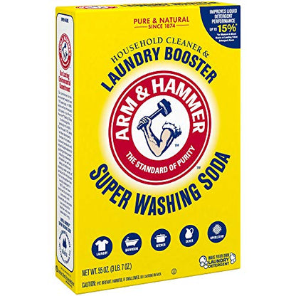 ARM & HAMMER Super Washing Soda Household Cleaner and Laundry Booster, 55 oz Box