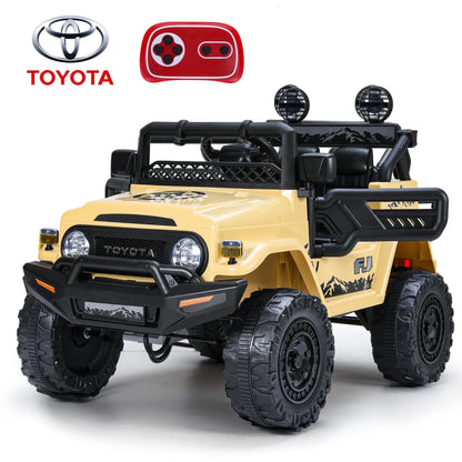 FUNTOK Licensed Toyota FJ Cruiser 12V 7AH Kids Electric Ride on Truck Battery Powered Car Toys 3 Speeds with Parent Remote Control,Spring Suspension & Slow Start