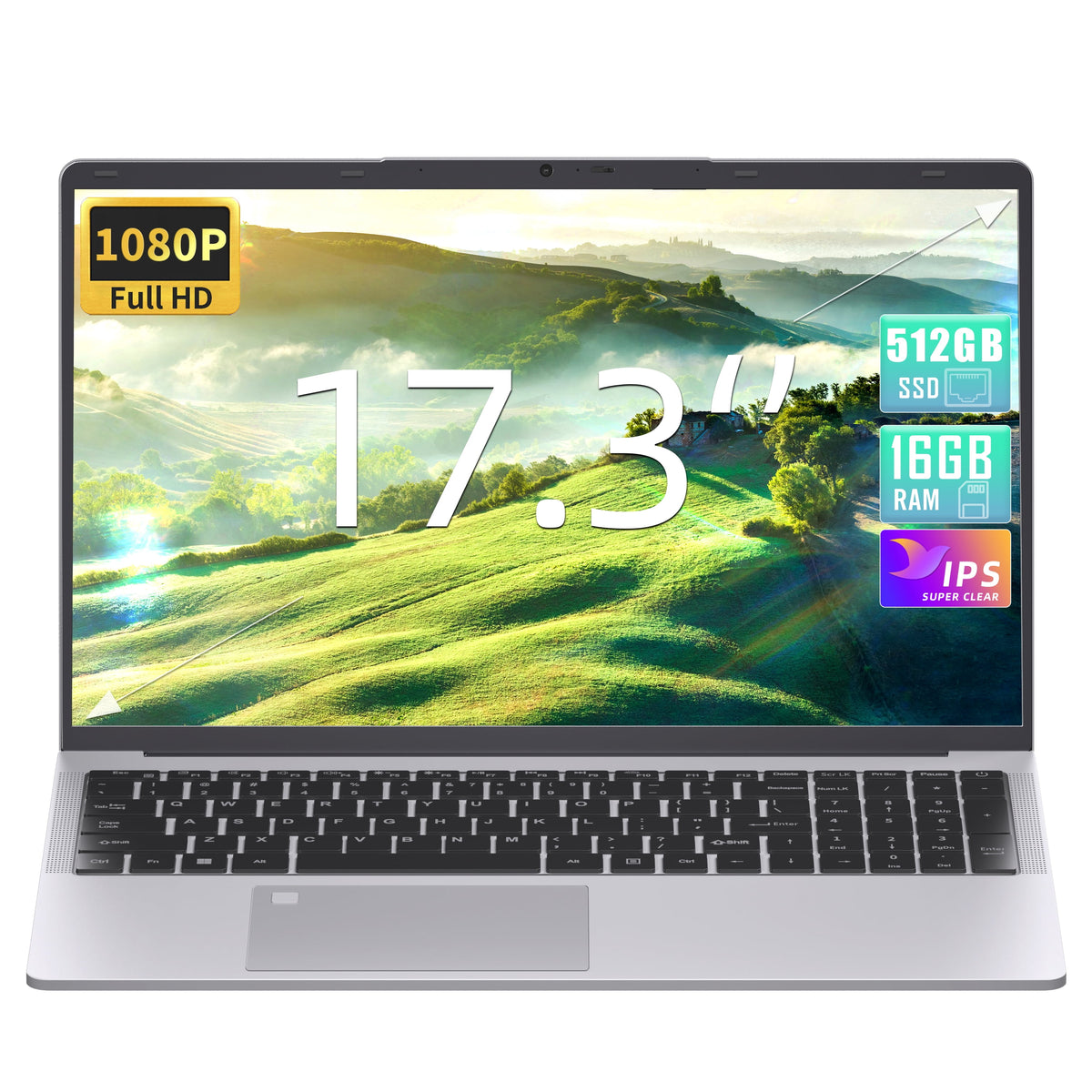 【Win 11 Pro/Office 2019】17.3" Large Laptop, 16GB RAM, 512GB SSD, FHD IPS Display, 6500Y (Up to 3.4 GHz), Fingerprint, Backlit Keyboard, WiFi/USB3.0/BT/HDMI, PC Notebook For Work & Study