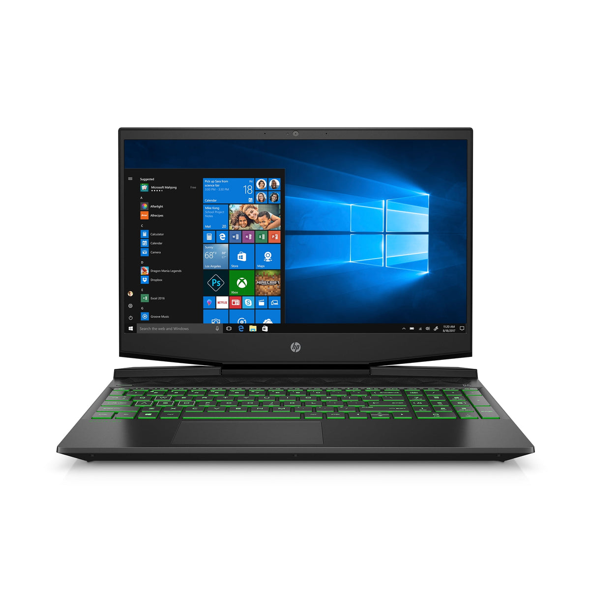 HP Pavilion 15.6" FHD Gaming Laptop, Intel Core i5-9300H, NVIDIA GeForce GTX 1050 (3 GB GDDR5), 8GB SDRAM, 256GB SSD, Shadow Black, Acid Green, 15-dk0068wm