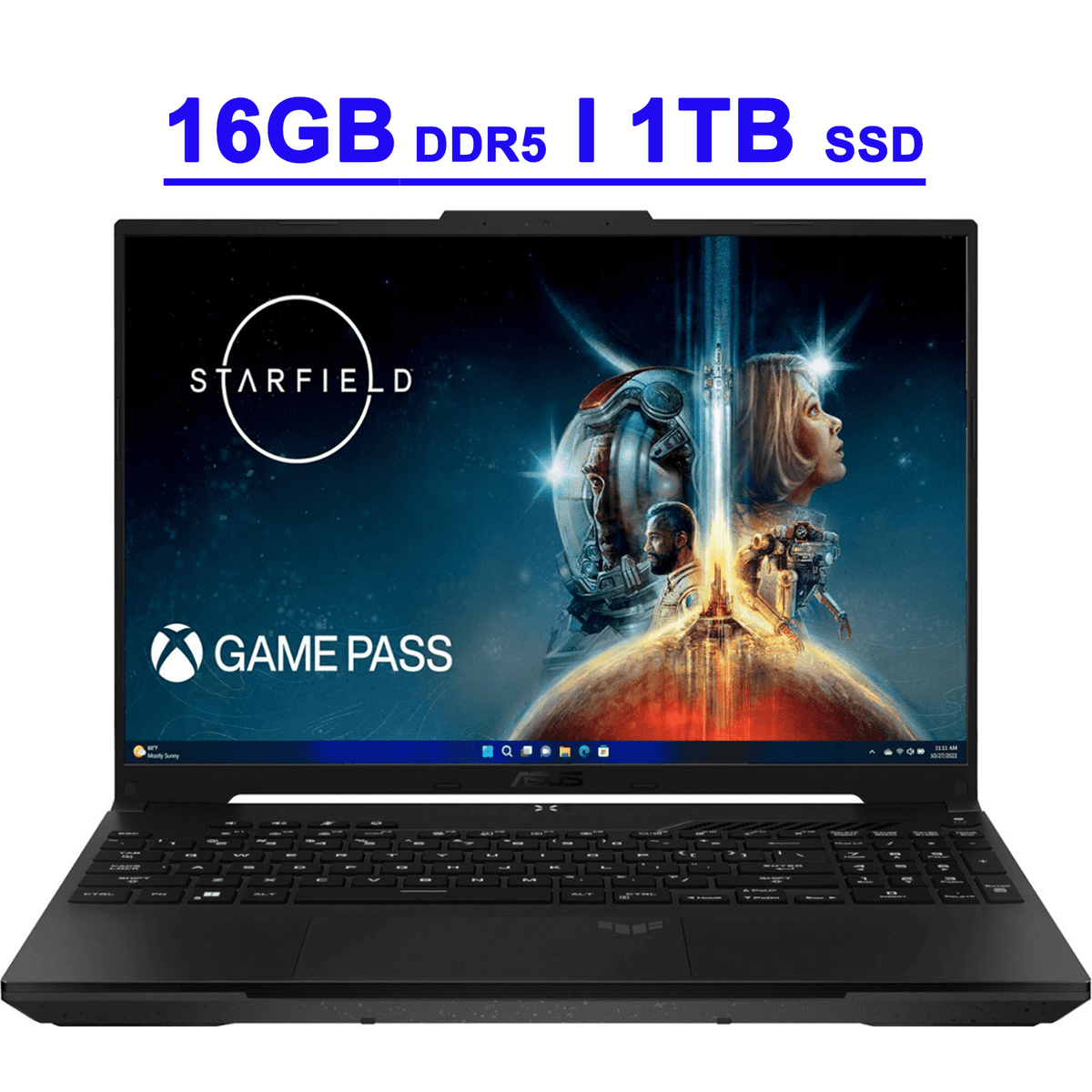 Asus TUF Gaming A16 Premium Laptop 16" FHD+ 165Hz 7ms 100% sRGB AMD 8-core Ryzen 7 7735HS 16GB DDR5 1TB SSD Radeon RX 7700S 8GB Graphic Backlit USB-C USB4 Fast Charging Win11 Black