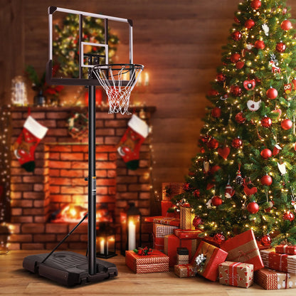 Portable Basketball Hoop Goal Basketball Hoop System Height Adjustable 7 ft. 6 in..10 ft. with 44 inch Indoor Outdoor PVC Backboard Material