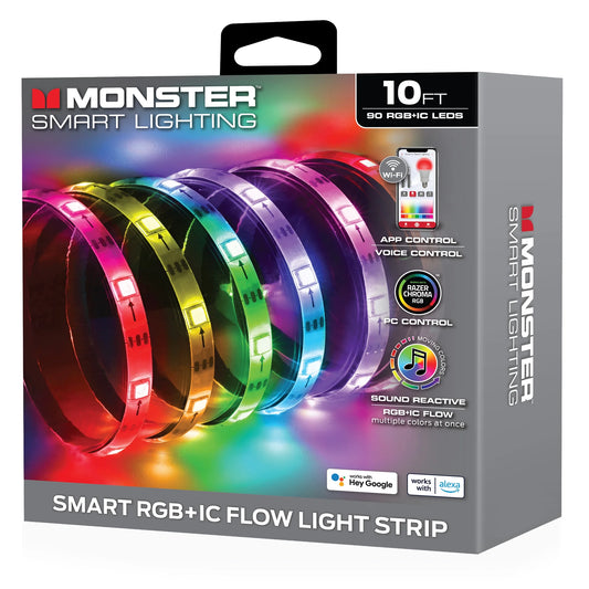 Monster Smart 10ft Indoor Multi-Color LED Light Strip, Sound Reactive, Razer Chroma, Corded Electric