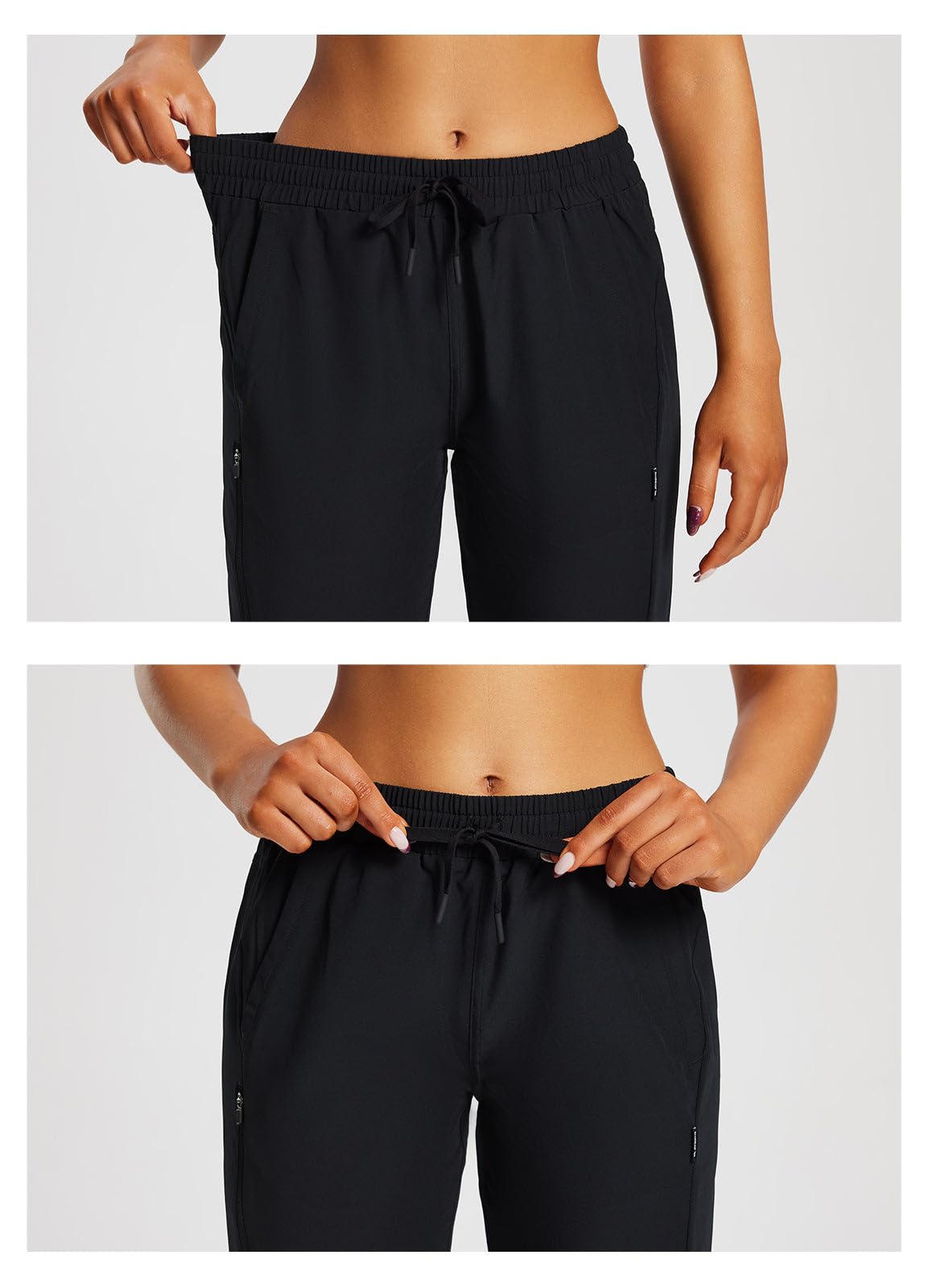 baleaf Women's 15" Long Shorts Below The Knee Capri Hiking Cargo Shorts Lightweight Quick Dry Elastic Waist for Casual Black L