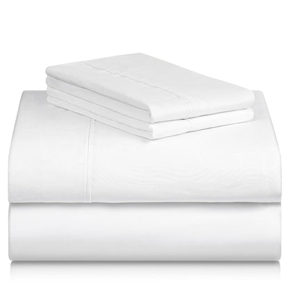 LuxClub 4 PC Queen Sheet Set, Bed Sheets Queen Size, Deep Pockets 18" Wrinkle Free Cooling Bed Sheets Machine Washable Hotel Bedding Silky Soft - White Queen