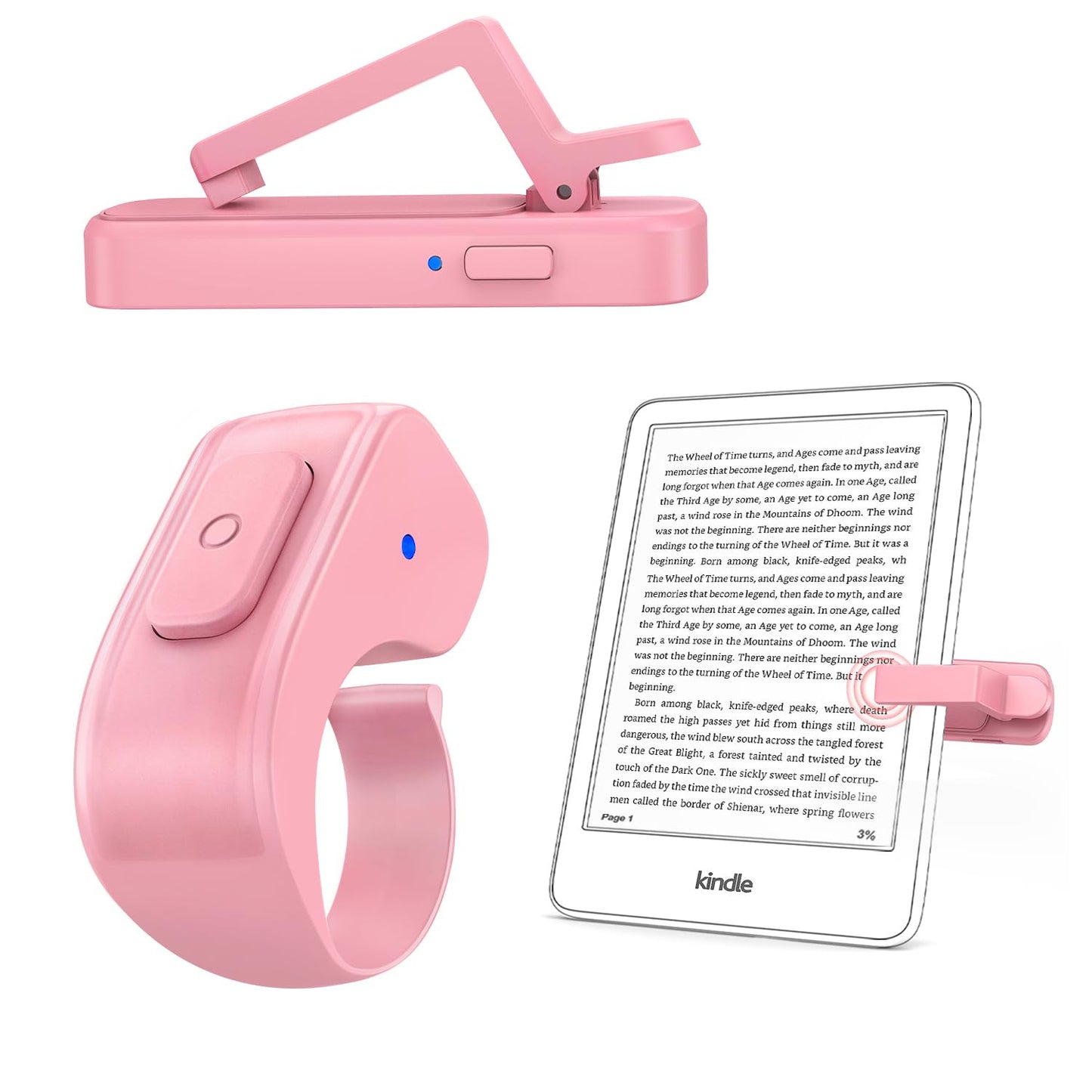 DATAFY [Case-Friendly] Remote Control Page Turner Ring for Kindle Paperwhite Oasis Scribe Kobo eReaders, Camera Camcorder Remote Controls, Page Turner Clicker for iPhone ipad Tablets with Storage Bag