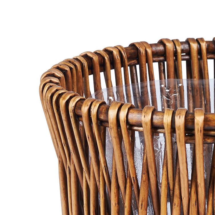 Household Essentials Small Reed Willow Waste Basket, Handwoven Basket with Removable Liner, Attractive Alternative to Plastic or Metal Cans, Brown