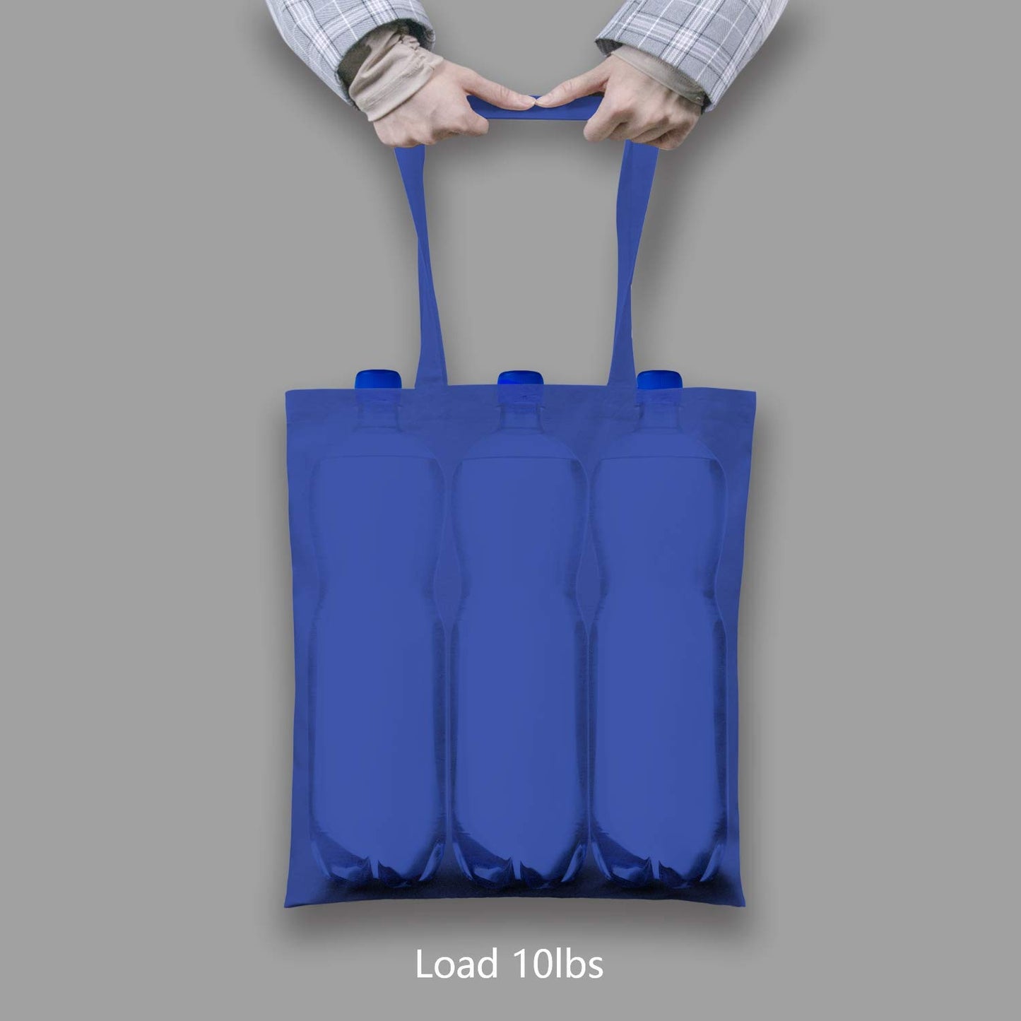 TOPDesign 24-Pack Economical 16"x15" Blue Cotton Tote Bag, Lightweight Medium Reusable Grocery Shopping Cloth Bags, Suitable for DIY, Advertising, Promotion, Gift, Activity