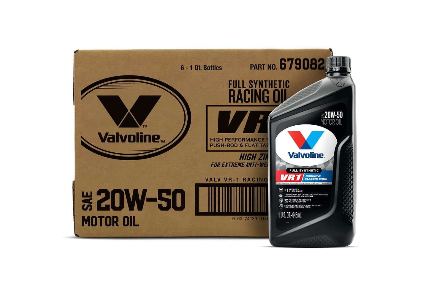 Valvoline VR1 Racing Synthetic SAE 20W-50 Motor Oil 1 QT, Case of 6