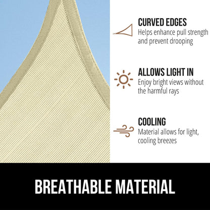 GORILLA GRIP Heavy Duty Sun Shade, UV Protection Fade Tear and Rust Resistant Rectangle Sunshade Canopy, Curved Edges Blocks Sunlight, Breathable Sail, Outdoor Patio, Lawn Garden 10x13 FT Butter Cream