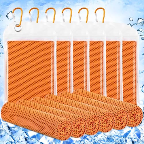 Hosuly 6 Pack Cooling Towels 40" x 12" Sport Towels, Cooling Rag for Neck and Face Ice Breathable Chilly Portable Neck Wraps for Yoga (Orange)