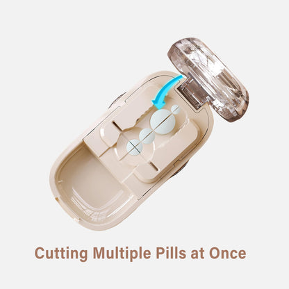 DUBSTAR Pill Cutter Splitter for Cutting Multiple Pills, 1/2 1/4 Pill Cutter Splitter for Small and Tiny Pills (Clear Beige)