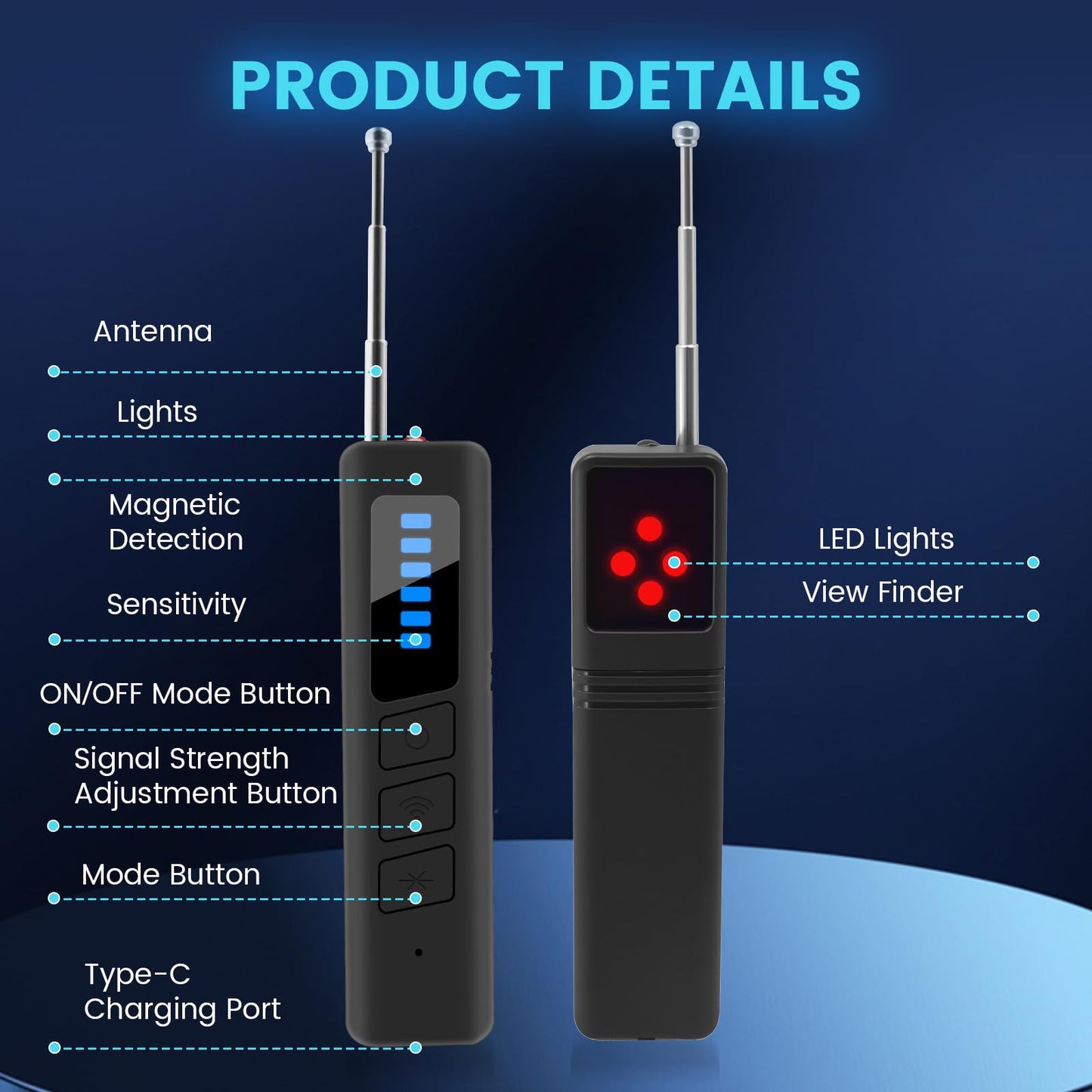 Hidden Camera Detectors, GPS Tracker Detector, Wireless Signal Scanner for, Mini Camera Detector, Suitable for Cars, Travel, Hotels, Office and Home