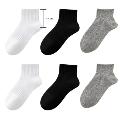HSKDT 6-Pair Cotton Crew Socks for Men Women, Breathable Anti-Slip Athletic Everyday Socks, Reinforced Heel & Toe, US Size 5-14 (Black-White-Gray, 6 Pairs) (US, Numeric, 5, 9, 355-1)