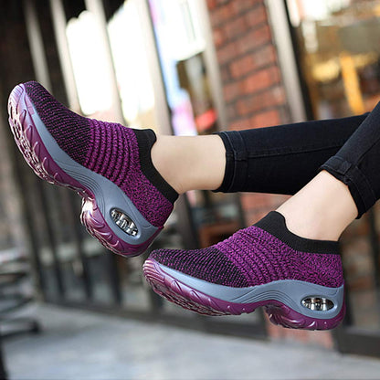 Women's Walking Shoes Sock Sneakers - Mesh Slip On Air Cushion Lady Girls Modern Jazz Dance Easy Shoes Platform Loafers Purple,5.5