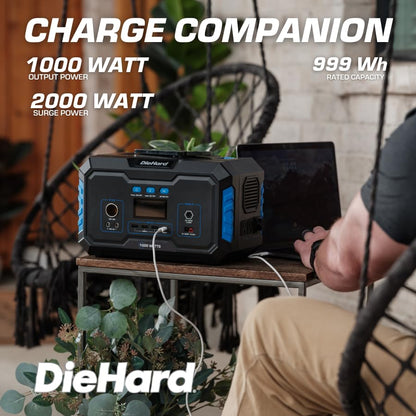 DieHard Portable Power Station 1000-Watt (2000-Watt Peak) - Quiet, Lightweight Solution for Home Backup, Weather Emergencies, Outdoor Recreation, Jobsite and more