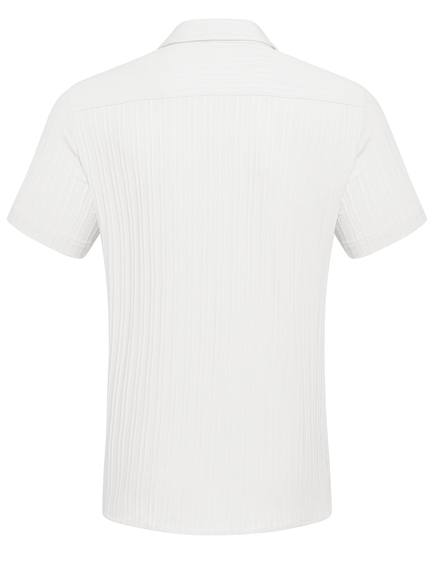 COOFANDY Men's Summer Linen Shirts Short Sleeve Button Down Shirts for Men Fashion Beach Casual Shirt A-White