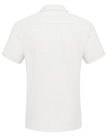 COOFANDY Men's Summer Linen Shirts Short Sleeve Button Down Shirts for Men Fashion Beach Casual Shirt A-White
