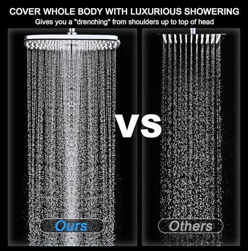 12" High Pressue Rain Shower Head with Handheld, 9 Sprays Hand Showerhead