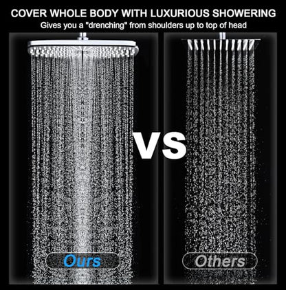 12" High Pressue Rain Shower Head with Handheld, 9 Sprays Hand Showerhead