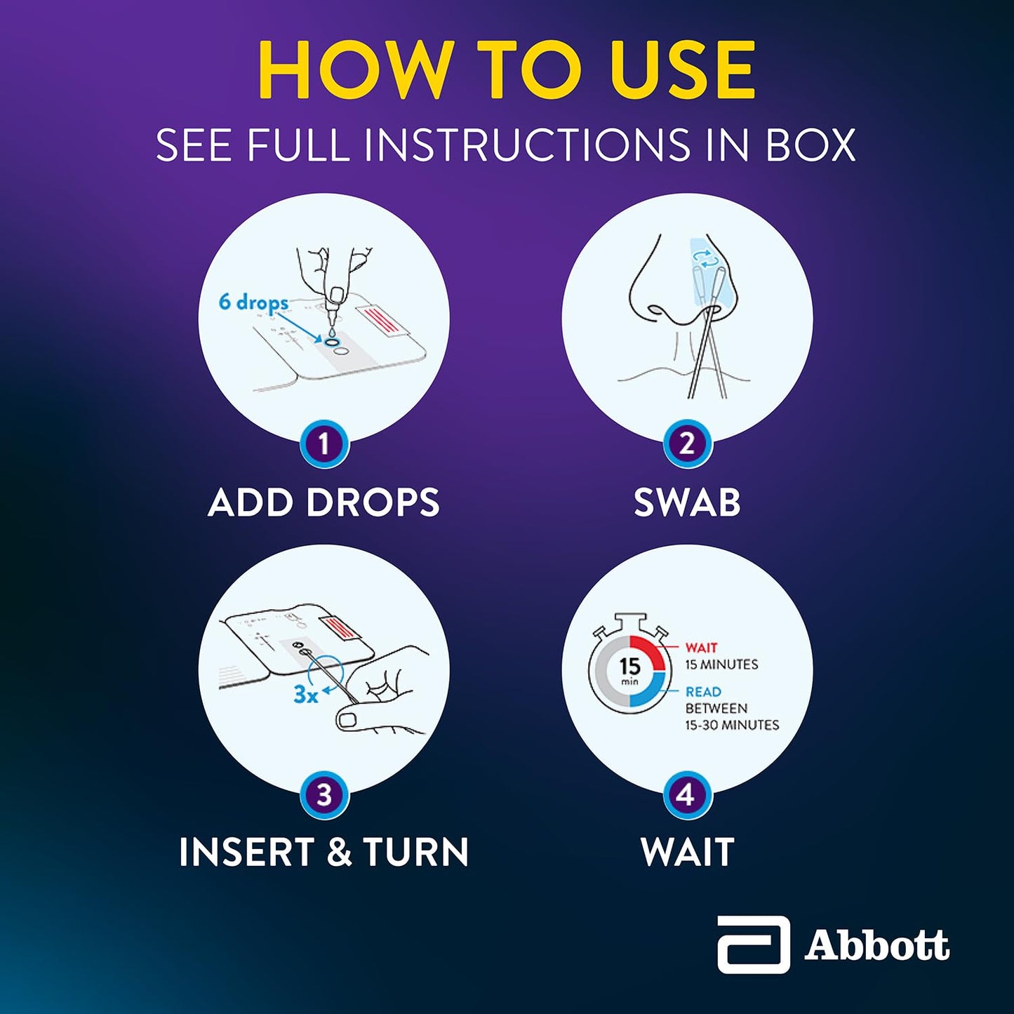 BinaxNOW COVID-19 Antigen Self Test, 1 Pack, 4 Tests Total, COVID Test With 15-Minute Results Without Sending to a Lab, Easy to Use at Home