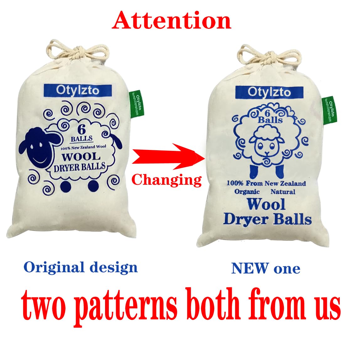 Otylzto Wool Dryer Balls 6-Pack, Drying Balls for Laundry,Reusable As Natural Fabric Softener, Reduce Clothing Wrinkles, Drying Clothes Faster Eco-Friendly